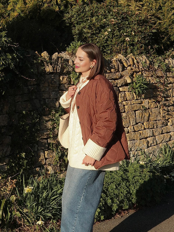 Beaumama doudoune grossesse casual chic matelassé poches boutonnage manteau d'hiver femme enceinte