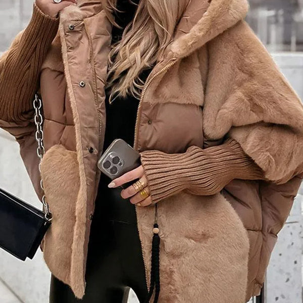 Beaumama manteau fausse fourrure grossesse casual épissage poilu capuche manteau d'hiver femme enceinte