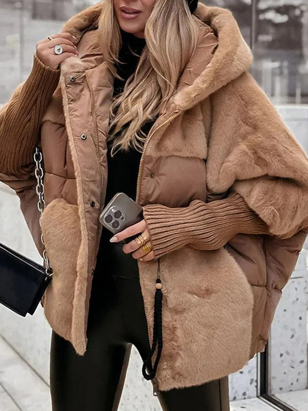 Beaumama manteau fausse fourrure grossesse casual épissage poilu capuche manteau d'hiver femme enceinte