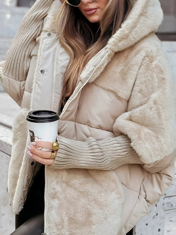 Beaumama manteau fausse fourrure grossesse casual épissage poilu capuche manteau d'hiver femme enceinte