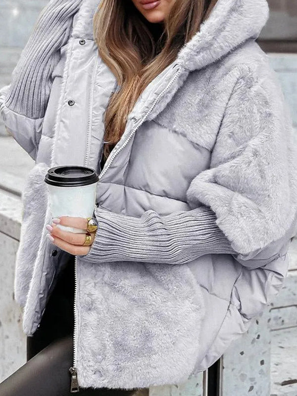 Beaumama manteau fausse fourrure grossesse casual épissage poilu capuche manteau d'hiver femme enceinte