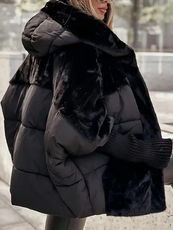 Beaumama manteau fausse fourrure grossesse casual épissage poilu capuche manteau d'hiver femme enceinte