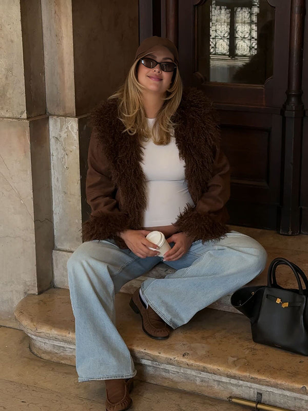 Beaumama manteau teddy bear grossesse chic épissage poilu poches manteau d'hiver femme enceinte