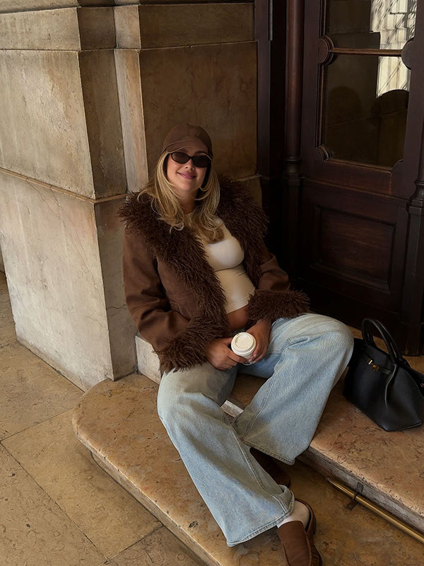 Beaumama manteau teddy bear grossesse chic épissage poilu poches manteau d'hiver femme enceinte