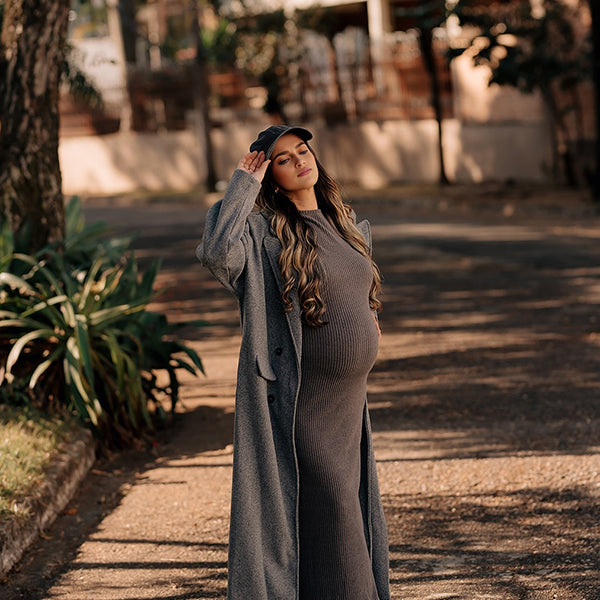 Beaumama manteau en laine grossesse chic double boutonnage poches manteau d'hiver femme enceinte