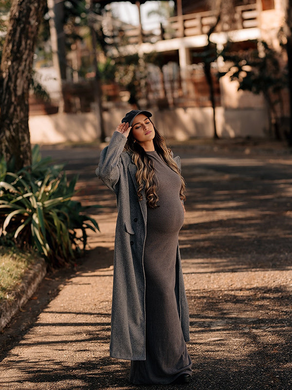 Beaumama manteau en laine grossesse chic double boutonnage poches manteau d'hiver femme enceinte