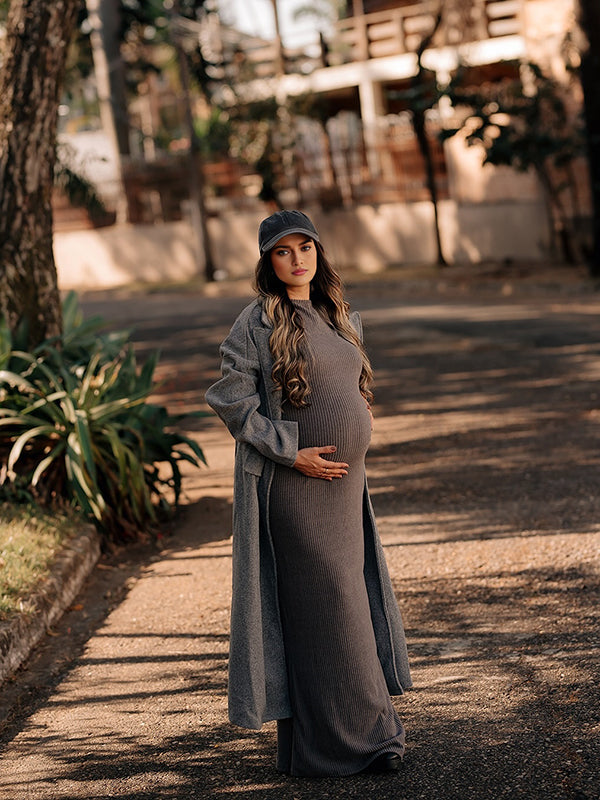 Beaumama manteau en laine grossesse chic double boutonnage poches manteau d'hiver femme enceinte