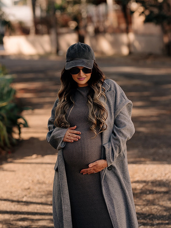 Beaumama manteau en laine grossesse chic double boutonnage poches manteau d'hiver femme enceinte