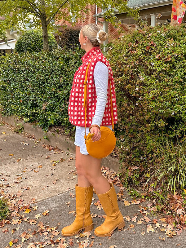 Beaumama débardeurs grossesse casual carreaux poilu zippé femme enceinte