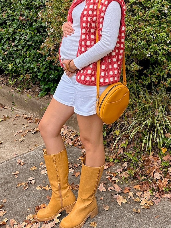 Beaumama débardeurs grossesse casual carreaux poilu zippé femme enceinte