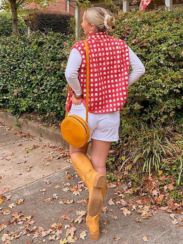 Beaumama débardeurs grossesse casual carreaux poilu zippé femme enceinte