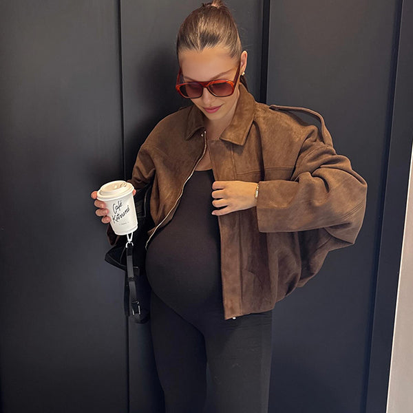 Beaumama veste grossesse casual suédine zippé manteau d'hiver femme enceinte