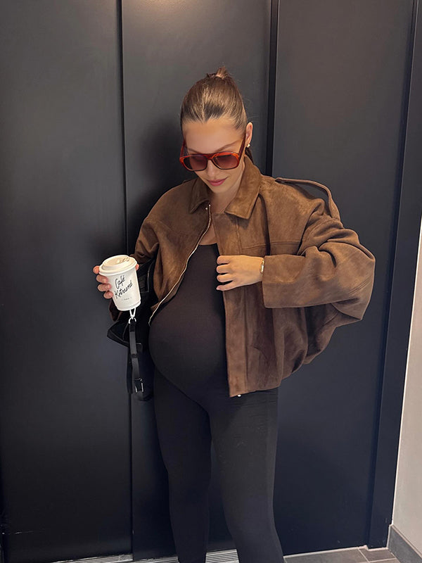 Beaumama veste grossesse casual suédine zippé manteau d'hiver femme enceinte