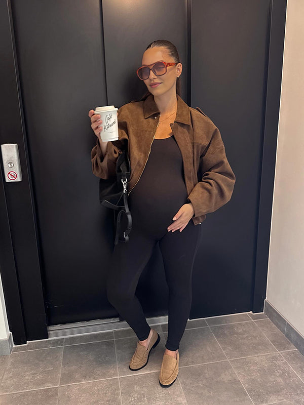 Beaumama veste grossesse casual suédine zippé manteau d'hiver femme enceinte