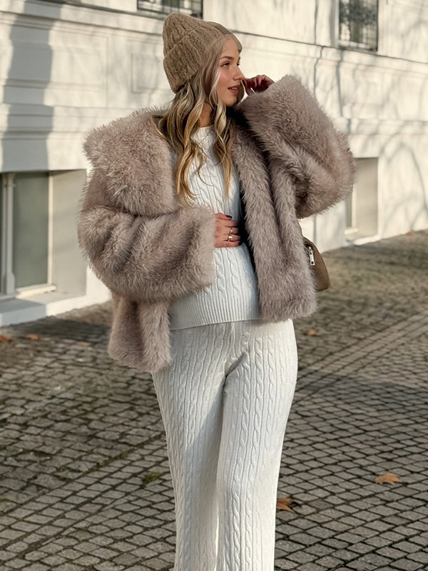 Beaumama manteau fausse fourrure grossesse vintage poilu manteau d'hiver femme enceinte