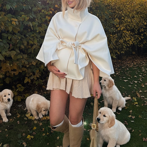 Beaumama cape grossesse élégant chic ceinture boutonnage manteau d'hiver femme enceinte