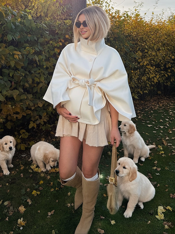 Beaumama cape grossesse élégant chic ceinture boutonnage manteau d'hiver femme enceinte