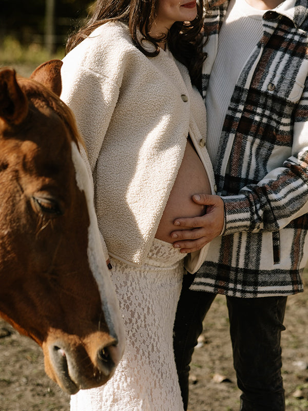 Beaumama manteau teddy bear grossesse casual confortable poilu boutonnage manteau d'hiver femme enceinte