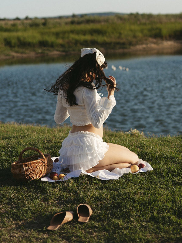 Beaumama gilets en maille jupes grossesse enceinte shooting 2 pièces volants bouffante tutu dentelle crochet tricot femme enceinte