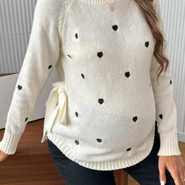 Beaumama pulls grossesse chic coeur irrégulier nœud papillon crochet tricot femme enceinte