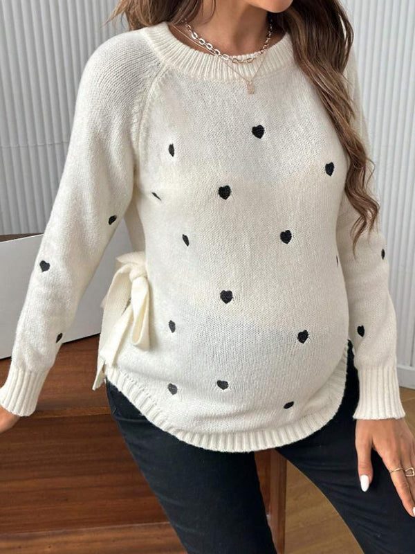 Beaumama pulls grossesse chic coeur irrégulier nœud papillon crochet tricot femme enceinte