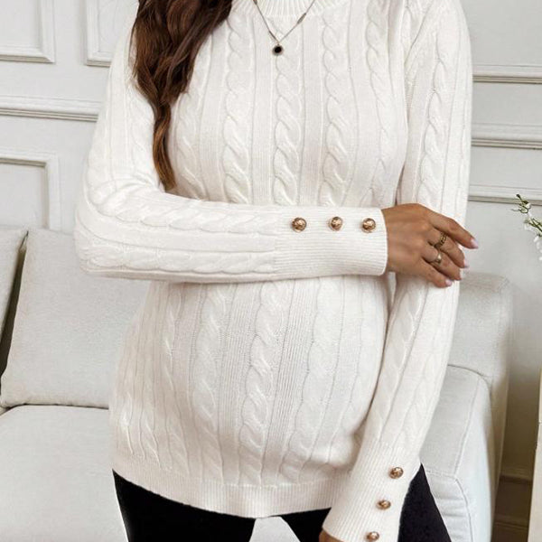 Beaumama pulls grossesse chic tricot torsadé boutonnage moulante élégant femme enceinte