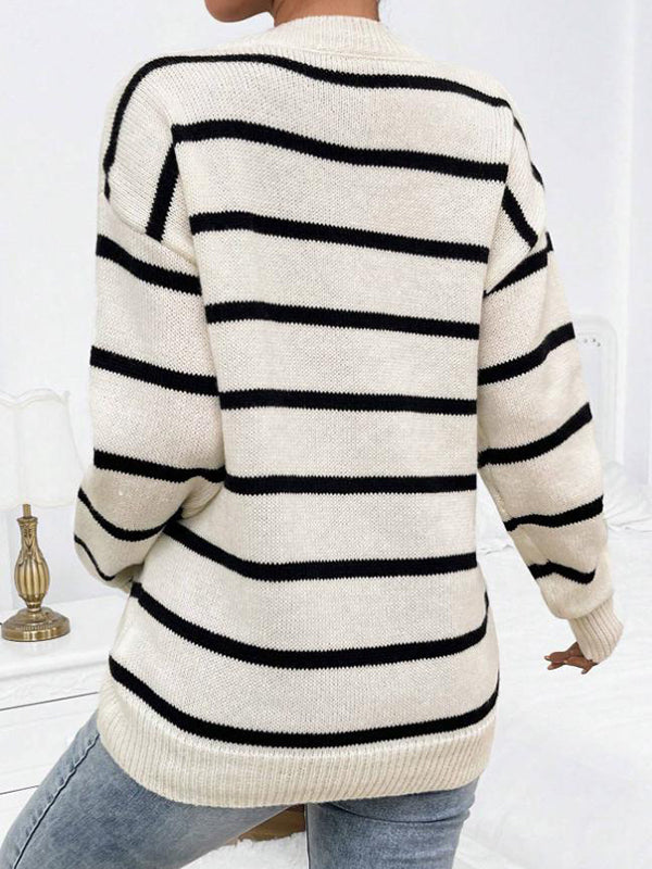 Beaumama pulls grossesse casual confortable rayé crochet tricot couleur bloc femme enceinte