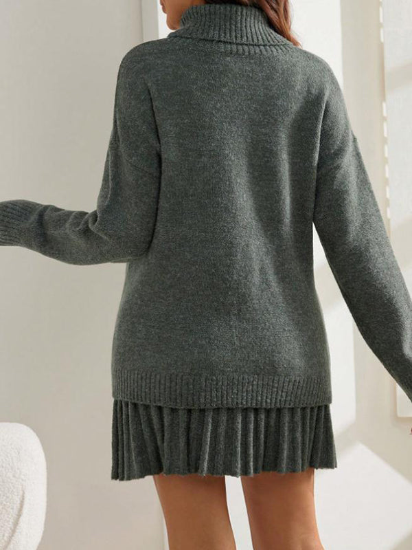 Beaumama pulls jupes grossesse élégant chic 2 pièces trapèze plissé crochet tricot femme enceinte