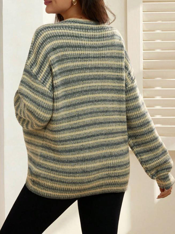 Beaumama pulls grossesse casual rayé couleur bloc crochet tricot femme enceinte