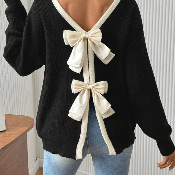 Beaumama pulls grossesse chic confortable nœud papillon dos nu crochet tricot femme enceinte