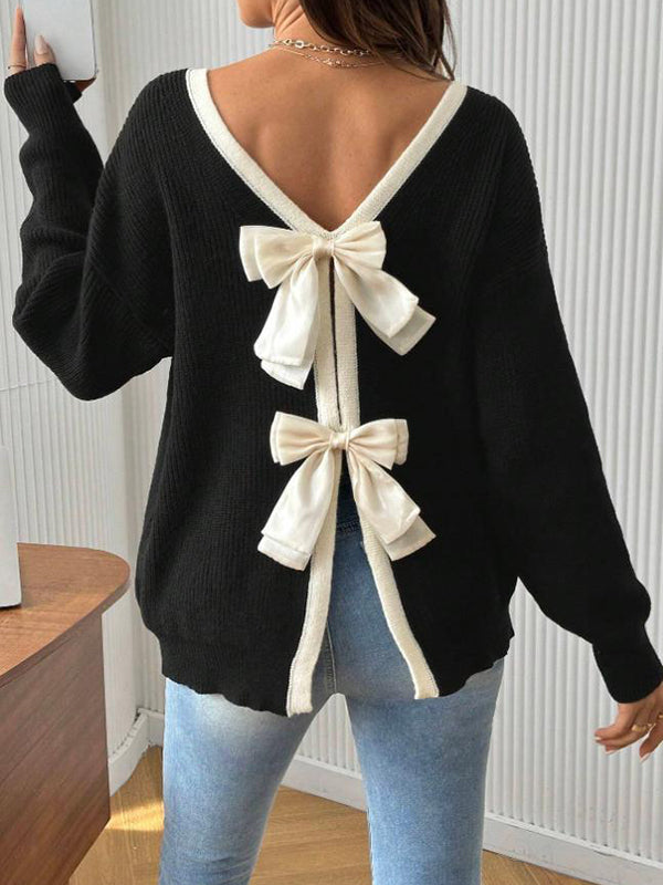 Beaumama pulls grossesse chic confortable nœud papillon dos nu crochet tricot femme enceinte