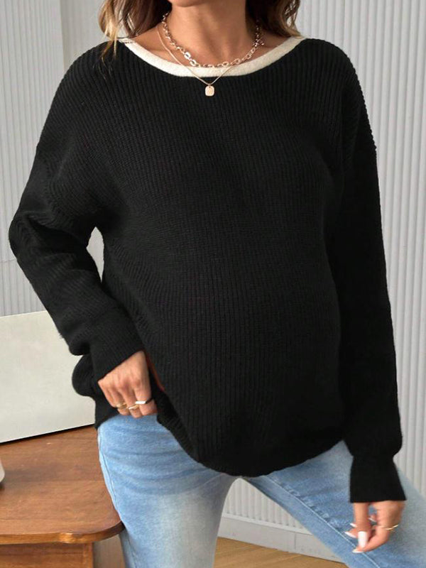 Beaumama pulls grossesse chic confortable nœud papillon dos nu crochet tricot femme enceinte