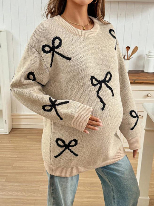 Beaumama pulls grossesse casual confortable nœud papillon crochet tricot femme enceinte