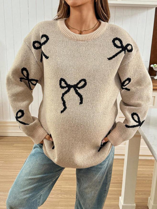 Beaumama pulls grossesse casual confortable nœud papillon crochet tricot femme enceinte