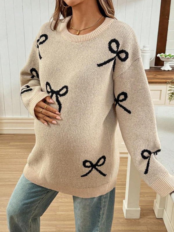 Beaumama pulls grossesse casual confortable nœud papillon crochet tricot femme enceinte