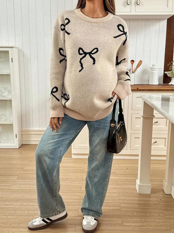 Beaumama pulls grossesse casual confortable nœud papillon crochet tricot femme enceinte