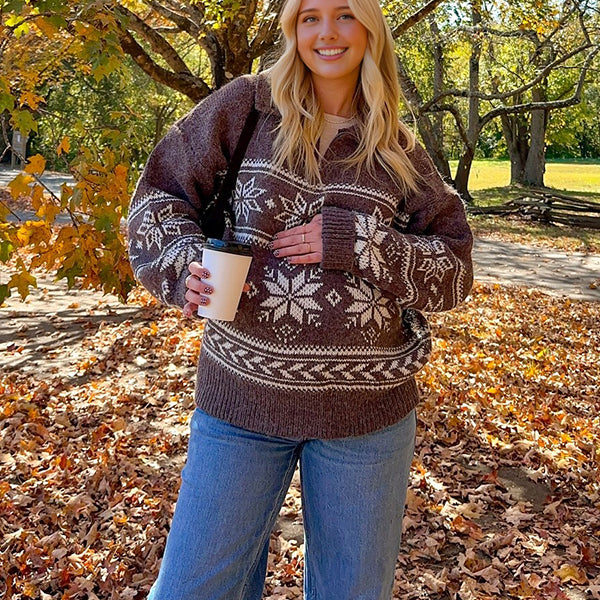 Beaumama pulls grossesse casual imprimé neige zippé crochet tricot femme enceinte