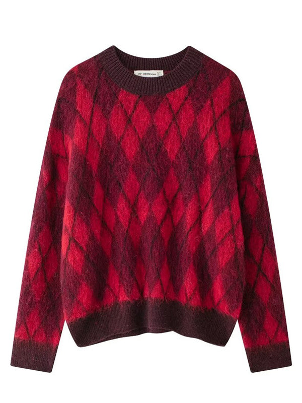 Beaumama pulls grossesse casual carreaux rayé couleur bloc crochet tricot poilu femme enceinte