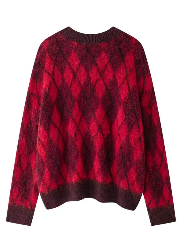 Beaumama pulls grossesse casual carreaux rayé couleur bloc crochet tricot poilu femme enceinte