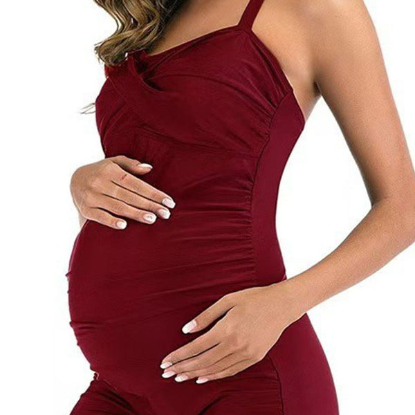 Beaumama maillot de bain une pièce grossesse licou nœud style de plage femme enceinte