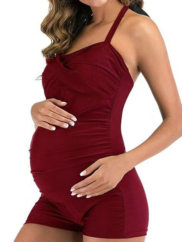 Beaumama maillot de bain une pièce grossesse licou nœud style de plage femme enceinte