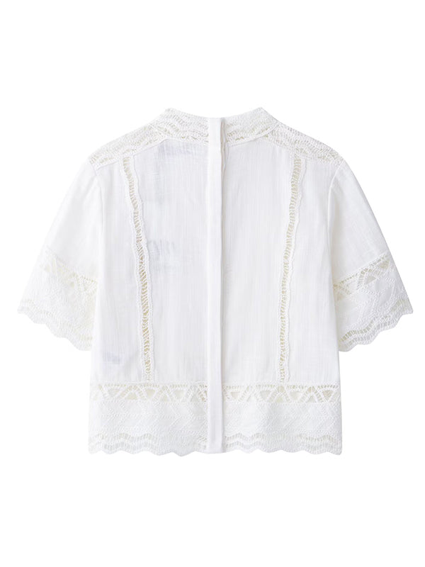 Beaumama courtes t-shirts grossesse vacances chic dentelle épissage bord ondulé femme enceinte