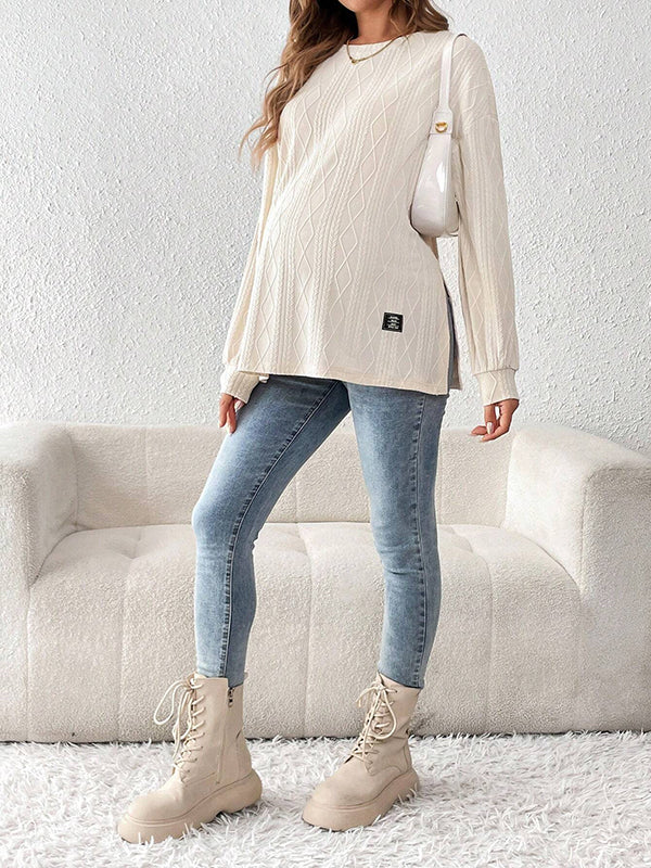 Beaumama t-shirts grossesse casual tous les jours géométrique rayé fendu le côté femme enceinte