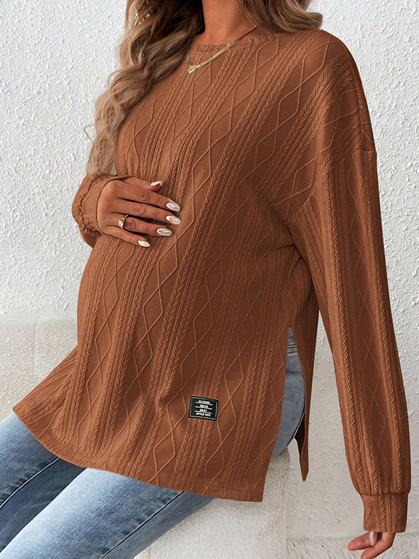 Beaumama t-shirts grossesse casual tous les jours géométrique rayé fendu le côté femme enceinte