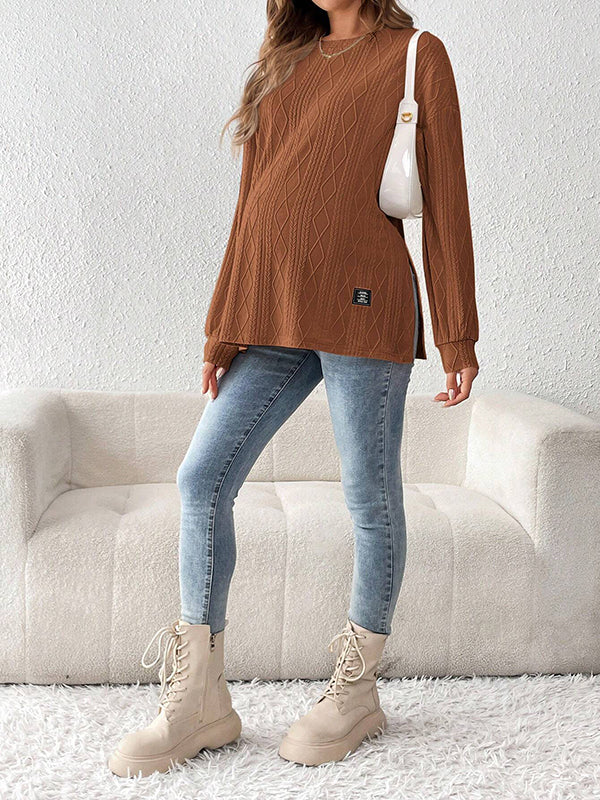 Beaumama t-shirts grossesse casual tous les jours géométrique rayé fendu le côté femme enceinte