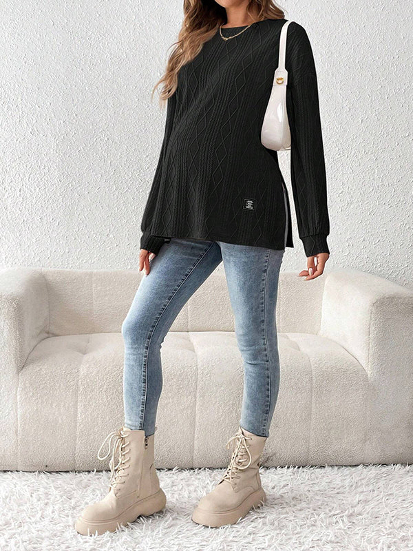 Beaumama t-shirts grossesse casual tous les jours géométrique rayé fendu le côté femme enceinte