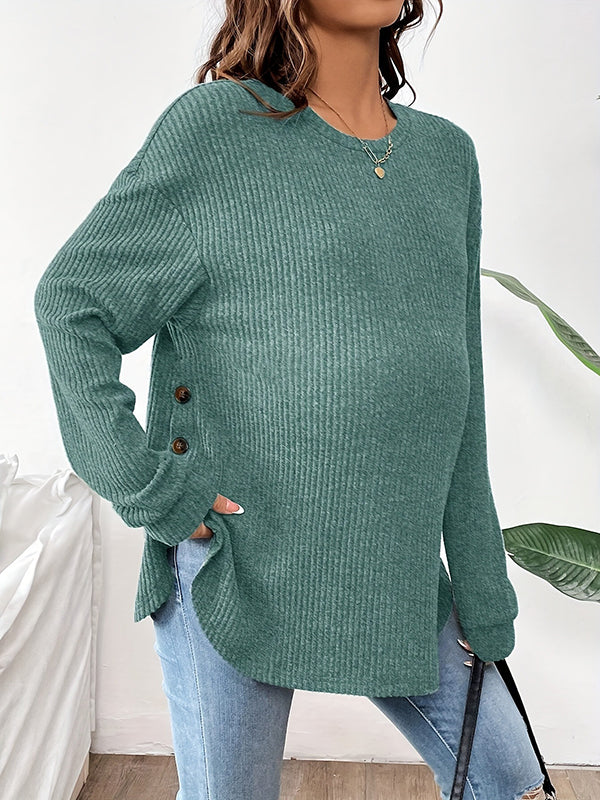 Beaumama t-shirts grossesse casual tous les jours rayé fendu le côté boutonnage femme enceinte