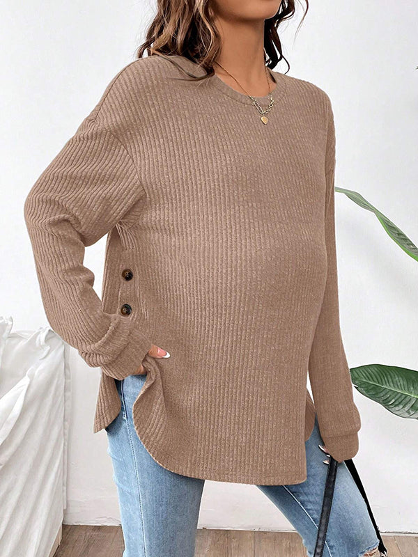 Beaumama t-shirts grossesse casual tous les jours rayé fendu le côté boutonnage femme enceinte