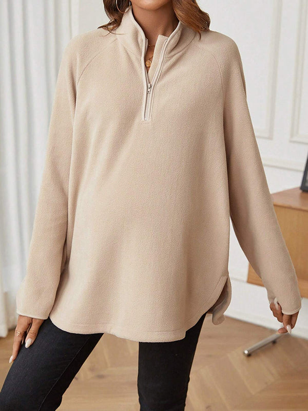 Beaumama t-shirts grossesse casual tous les jours fermeture éclair fendu le côté poilu femme enceinte