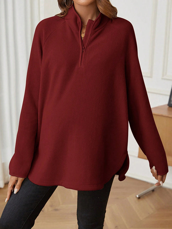 Beaumama t-shirts grossesse casual tous les jours fermeture éclair fendu le côté poilu femme enceinte